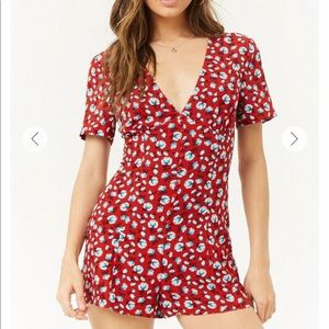 COPY - Ditsy floral print button-front romper